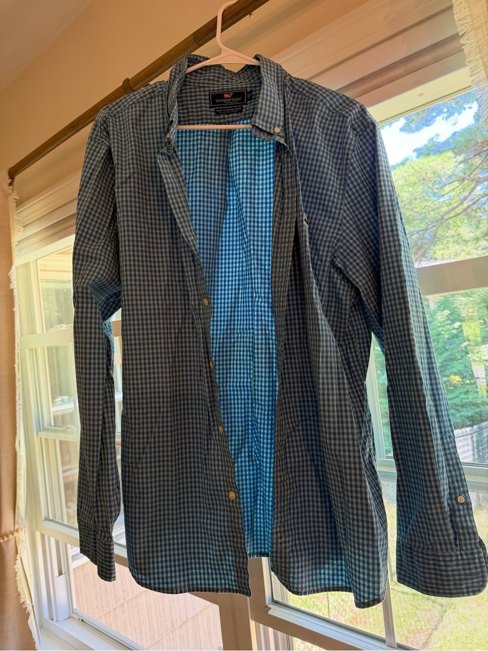 Vineyard Vines Blue & Teal Check Lightweight Shirt Jacket